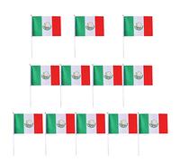 Zxpjkyu 12 Piezas Banderas de Mano Banderines para Fiestas Nacionales Banderas para Decorar Insignias Patrias de Poliéster Material Impermeable, Méjico