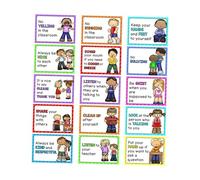 Zxpjkyu 15 Carteles con Las Reglas del Aula de Inglés para Orientación Preescolar, Resistentes a Desgarros.