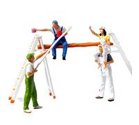 Zxpjkyu 4 Piezas Figuras en Miniatura Diorama Modelado Manual Accesorios de Resina Escenario de Pintor 3D para Ferrocarril Maqueta Arquitectónica, con portaescaleras