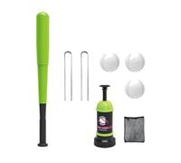 Zxpjkyu de Béisbol para Niños Set de Lanzamiento Práctico Incluye Implemento de Golpeo Pelotas Accesorios de Almacenaje Estacas Material Adecuado para Exteriores Actividades Familiares, Verde