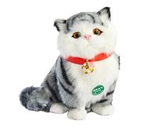 Zxpjkyu Figuras de Gato de Simulación Realizadas en Polietileno Y Lana Simulada Muñeco Ornamental con Función Y Campana Ideal como Juguete Suave, Estilo C