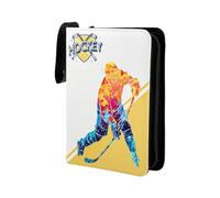 Zxpjkyu Hockey sobre Hielo, Carpeta para Cartas de Juego, álbum de Coleccionista, Fundas, álbum para Almacenamiento Seguro con Gran Capacidad, Hecho de PU, Amarillo