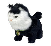Zxpjkyu Juguete para Gatos Que Caminan, Simulación Electrónica de Mascotas, Animal Suave Y Adorable, Regalo de Cumpleaños, Negro