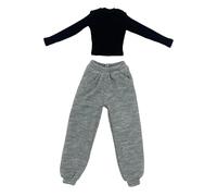 Zxpjkyu Miniatura Camisa para Muñeca Suéter Blusa Conjunto Femenino Duradera Adecuado para Coleccionistas Regalos Decoración de Dormitorio, Gris Y Negro