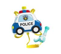 Zxpjkyu Mochila Rociadora de Agua Manual de Empuje Y Tracción, Juguete de Simulación para Niños, Correa Ajustable, Tanque para Exteriores, Adecuado para, Coche de Policía Azul