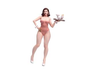 Zxpjkyu Modelo de Niña a Escala 1/24 Llevando Una Bandeja, Accesorio Fotográfico Simulado, Mini Mujeres en
