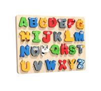 Zxpjkyu Rompecabezas de Madera con El Alfabeto, Juguete para Aprender El Alfabeto, Bloques Educativos para Clasificar, Rompecabezas de Letras ABC Y Animales P