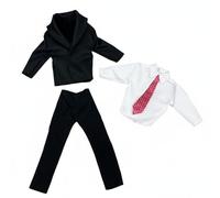 Zxpjkyu Traje para Muñeco Conjunto Elegante Chaqueta Camisa Pantalón Moño Diseño Clásico Suave Fácil de Usar Adecuado para Colección Fiestas Muñecos , Negro con Corbata De Puntos Rojos