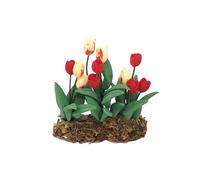 Zxpjkyu Tulipanes en Miniatura sobre césped para casa de muñecas, Figuras Florales, decoración para casa de muñecas (Escala 1/12), Accesorio de jardín en