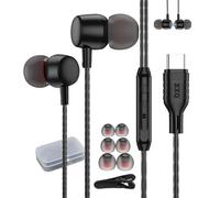 ZXQ Auriculares USB C con Cable,Auriculares Tipo C con Micrófono para iPhone 15 Pro MAX iPad Air Plus Samsung Galaxy A53 A54 S21 S22 S23 Ultra OnePlus 10 Pixel7 (Negro)