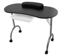 ZXQVLMRS Mesa de manicura plegable con cajón y bolsa de transporte para manicura, color negro