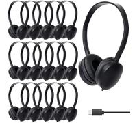 ZXQZYM Auriculares USB C para niños, paquete de 20 unidades, color negro
