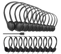 ZXQZYM Paquete de 20 auriculares USB C para niños, para la escuela, con cable, color negro