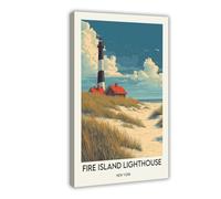 ZXRAF Póster de faro de Isla de Fuego, lienzo para decoración de pared, pinturas para sala de estar, dormitorio, decoración de 60 x 90 cm