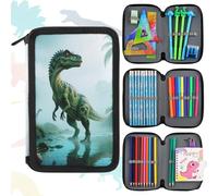 ZXShow Dinosaurio Portatodo Triple 3 Compartimentos Gran Capacidad Trae un lápiz una Regla y un Borrador Dinosaurio Estuche Escolar Grande Ideal para Niños en Edad Escolar Cómodo y Versátil