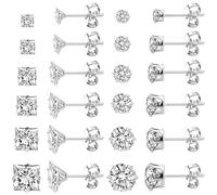 ZXTGBQ 12 Pares De Pendientes Para Hombre, Pendientes CirconiñA De Acero Inoxidable HipoalergéNico, Piercing CirconiñA Pendiente Brillantes Diamante, Pendiente De CartíLago Helix Piercing 3-8 mm