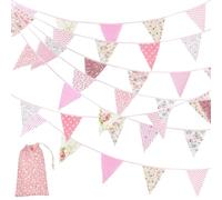 ZXTGBQ 12M Banderines Tela, Pancarta Triángulo Multicolor Banderines Fiesta Decoración Colgante de Boda Bautizo Fiesta Cumpleaños Navidad, Banderitas Decorativas para Bodas Fiestas Guirnalda, Pascua