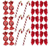 ZXTGBQ 24 PCS Bastones de Caramelo Navideños Candy, Adorno Colgante para árbol de Navidad, Adornos Navidad Colgantes, Fiesta Ornamentos, Rojo y Blanco