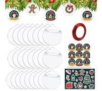 ZXTGBQ 25 Piezas Adornos de Navidad de Acrílico Transparente, Adornos navideños, Adornos Colgantes para Árbol de Navidad, Discos de Acrílico Transparente para Decoración del Árbol de Navidad