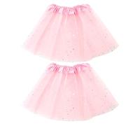 ZXTGBQ 2PCS Tutu Niña, Falda de Tutú para Niños, Tutu Ballet Niña, 30 CM Lentejuelas Estrellas, Falda Tutú para Niñas para Danza Rendimiento Fiesta(Rosa, 3 Capas)