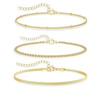 ZXTGBQ 3 Piezas Dorado Pulser apara Mujer Set de Aleación Apilables Dorado Minimalista, Ajustables Impermeable estilo bohemio Joyas para Mujer