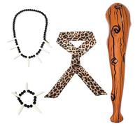 ZXTGBQ 4Piezas Disfraz Halloween Niño, Disfraz Cavernicola Hombre Mujer, DDisfraz Troglodita Accesorios para Adulto Niño Halloween de Carnaval, DDisfraz de Hombre de las Cavernas, HHalloween Disfrazz