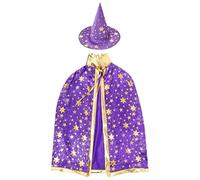 ZXTGBQ Capa de Mago con Sombrero, Capa de Mago de Halloween para Ninos, Disfraz Halloween, para Fiestas Infantiles, Cosplay, Carnaval, Disfraces de Navidad y Mucho más