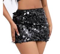 ZXTGBQ Faldas Lentejuelas SeñOra, Falda Brillantes Cintura Alta, Falda Corta Para La Cadera, Brillante Minifalda Mujer Sexy Ultra Corto Falda A LíNea Faldas Con Purpurina Para Baile, Fiestas, Carnaval