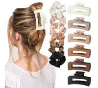ZXTGBQ Juego De 12 Pinzas Para El Pelo - Incluye Gomas, Pinzas Antideslizantes Grandes Para Cabello Grueso Para Mujeres Y NiñAs, Accesorios De Pelo Ideales Para Regalo