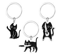 ZXTGBQ Llavero Lindo De Gato De 3 Uds, Llavero Cool Stuff De Gatos Negros, Llavero De Gato Kawaii, DecoracióN De Gatos, Regalos Para Los Amantes De Los Gatos, Adolescentes, Accesorios De Amistad