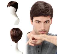 ZXTGBQ Peluca Hombre Pelo Corto, CCorta Pelucas Hombres Carnaval Pelucas Disfraces de Adulto Cosplay Fiesta, Peluca Corta para Hombre, PPeluca Corta de Pelo Sintético para Hombres (Marrón)