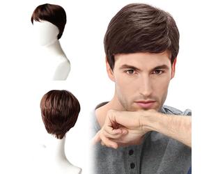 ZXTGBQ Peluca Hombre Pelo Corto, CCorta Pelucas Hombres Carnaval Pelucas Disfraces de Adulto Cosplay Fiesta, Peluca Corta para Hombre, PPeluca Corta de Pelo Sintético para Hombres (Marrón)