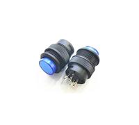 ZXTIIEUF 20 microinterruptores de Encendido con luz LED y botón Circular de Bloqueo, Interruptor de Llave Universal de 16 mm, 3 A, 250 V, 4 Pines, R16-503AD(R16-503AD Blue)