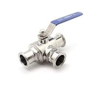 ZXTIIEUF Válvula de Bola de 3 vías con férula de Triple Abrazadera, de Acero Inoxidable 304, for elaboración casera.(L Type,51mm)
