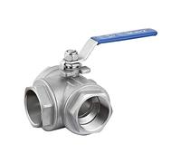 ZXTIIEUF Válvula de Bola de Acero Inoxidable con Interruptor, 1/2" BSP Hembra DN15 SS304 L Tipo T, válvula de Bola de Agua de 3 vías(0.5 Inch)