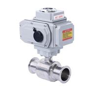 ZXTIIEUF Válvula de Bola eléctrica motorizada Sanitaria con Abrazadera de Acero Inoxidable de Plataforma Alta de 38 mm, de Grado alimenticio, Q911F-16P(24vdc)