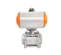 ZXTIIEUF Válvula de Bola neumática de Plataforma Alta de Tres Piezas DN15 DN20 DN25 DN32 DN40 DN50 Cilindro de Doble Efecto Q611F-16P de Acero Inoxidable(1/2 Inch)