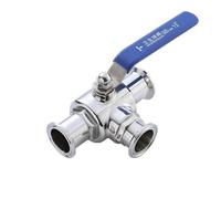 ZXTIIEUF Válvula de Bola Sanitaria de Acero Inoxidable de 3 vías, 1/2", 3/4", 1", 1-1/2", 2", con Puerto T/L y férula de Triple Abrazadera, 50,5/64/77,5 mm(32mm x Ferrule 50.5,L Type)