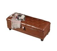 ZXTRYBHD Baul Almacenaje Dormitorio, Puff Reposapies De Madera para Pasillo, Banquetas Dormitorio De PU para Entrada, Sala De Estar(Red Brown,51.1in/130cm)