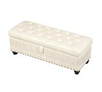 ZXTRYBHD Baul Almacenaje Dormitorio, Puff Reposapies De Madera para Pasillo, Banquetas Dormitorio De PU para Entrada, Sala De Estar(White,51.1in/130cm)