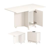 ZXTRYBHD Mesa de Comedor Plegable para 4 Personas, Isla de Cocina con Alas Abatibles y Ruedas con Bloqueo, Ideal para Ahorrar Espacio en Cocinas Pequeñas, Apartamentos y Comedores(140cm/55.1in)