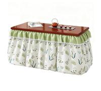 ZXTRYBHD Mesa Kotatsu Japonesa Plegable con Calefacción, Mesa Baja de Invierno con Manta Incluida y Función para Secar Ropa y Mantener el Calor(Green+White,150cm/59.0in)