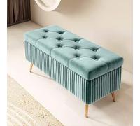 ZXTRYBHD Puff Almacenaje, Reposapies Salon para Banco de Extremo de Cama, Banco con Almacenaje para Dormitorio, Sala de Estar, pie de Cama, Entrada (Color : Light Blue, Size : 31.4in/80cm)