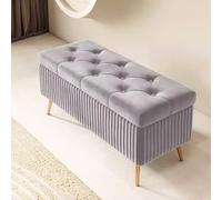 ZXTRYBHD Puff Almacenaje, Reposapies Salon para Banco de Extremo de Cama, Banco con Almacenaje para Dormitorio, Sala de Estar, pie de Cama, Entrada (Color : Gray, Size : 39.3in/100cm)