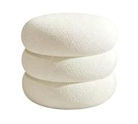 ZXTRYBHD Taburete Bajo Redondo, Taburete Tapizado para Tocador; Ideal para Sala de Estar, Dormitorio o Zona de Maquillaje(White,Large)
