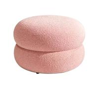 ZXTRYBHD Taburete Bajo Redondo, Taburete Tapizado para Tocador; Ideal para Sala de Estar, Dormitorio o Zona de Maquillaje(Pink,Small)