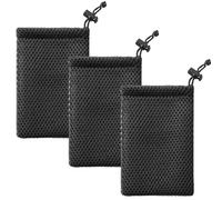 ZXUPOI 3 Pcs Negro Nylon Malla Phone MP3 Cordón Bolsas Soporte