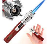 Zxwjddm Encendedor de antorcha de Metal con Cierre de Seguridad, Encendedor de Llama Azul de butano a Prueba de Viento, Adecuado for Supervivencia al Aire Libre, Camping, iluminación de(Red)