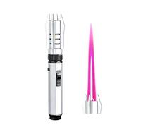 Zxwjddm Encendedor de antorcha de Metal con Cierre de Seguridad, Encendedor de Llama Azul de butano a Prueba de Viento, Adecuado for Supervivencia al Aire Libre, Camping, iluminación de(Silver)