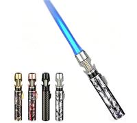 Zxwjddm Encendedor de antorcha de Metal con Cierre de Seguridad, Llama Azul Directa, Encendedor de Llama Azul de butano a Prueba de Viento, Adecuado for Exteriores, Camping, Velas y más.(Metallic1)